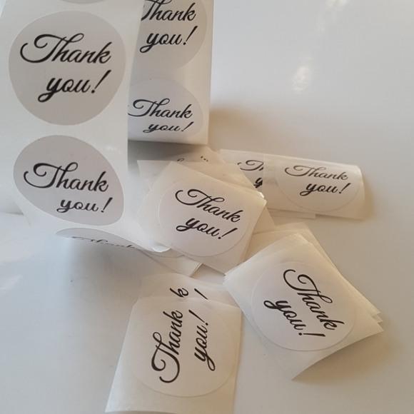 25 pcs Black & White Thank You Stickers 1" inch - Picture 5 of 9